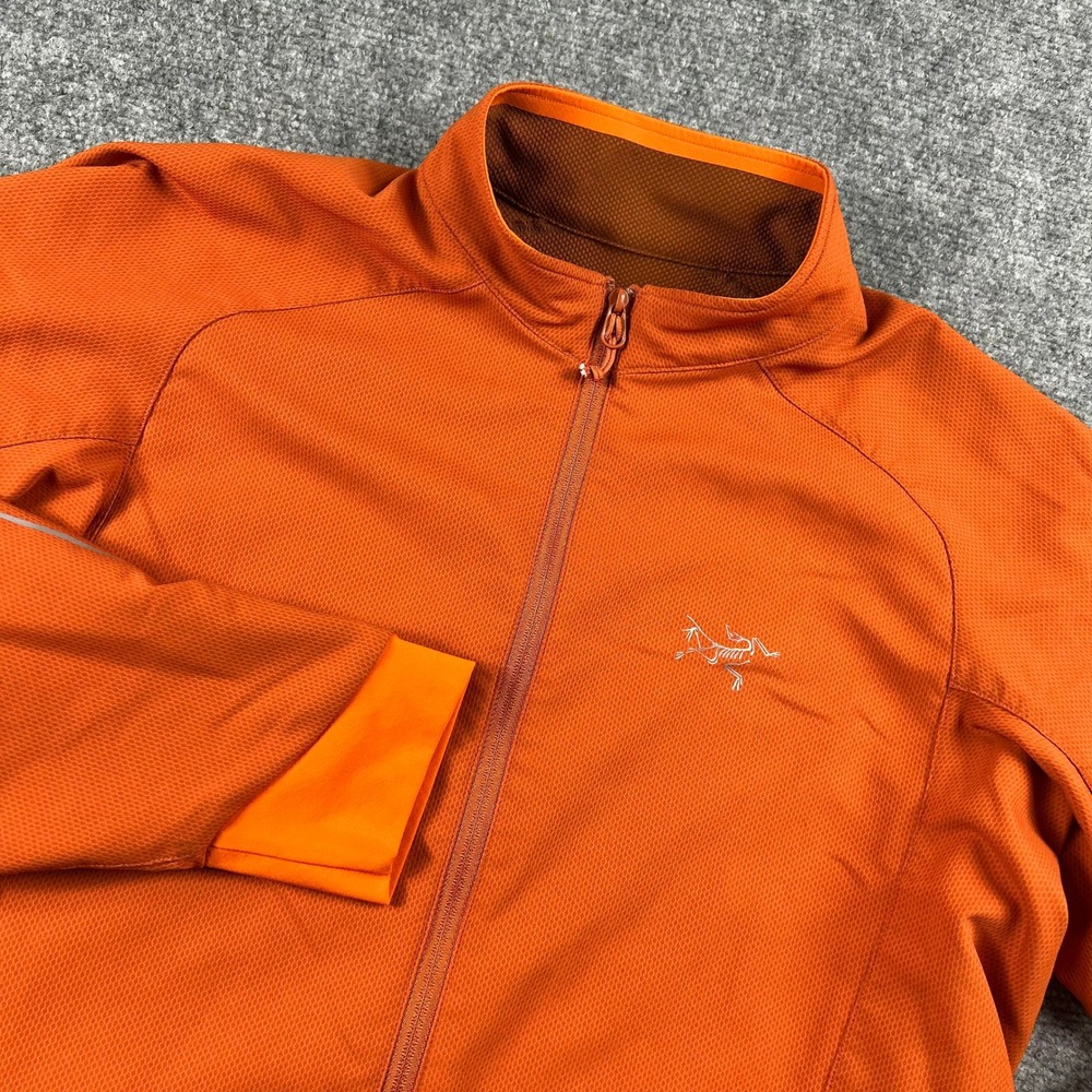 Arc'teryx Full‎ Zip Jacket Mens Small Orange Reflective Accents Performance Run